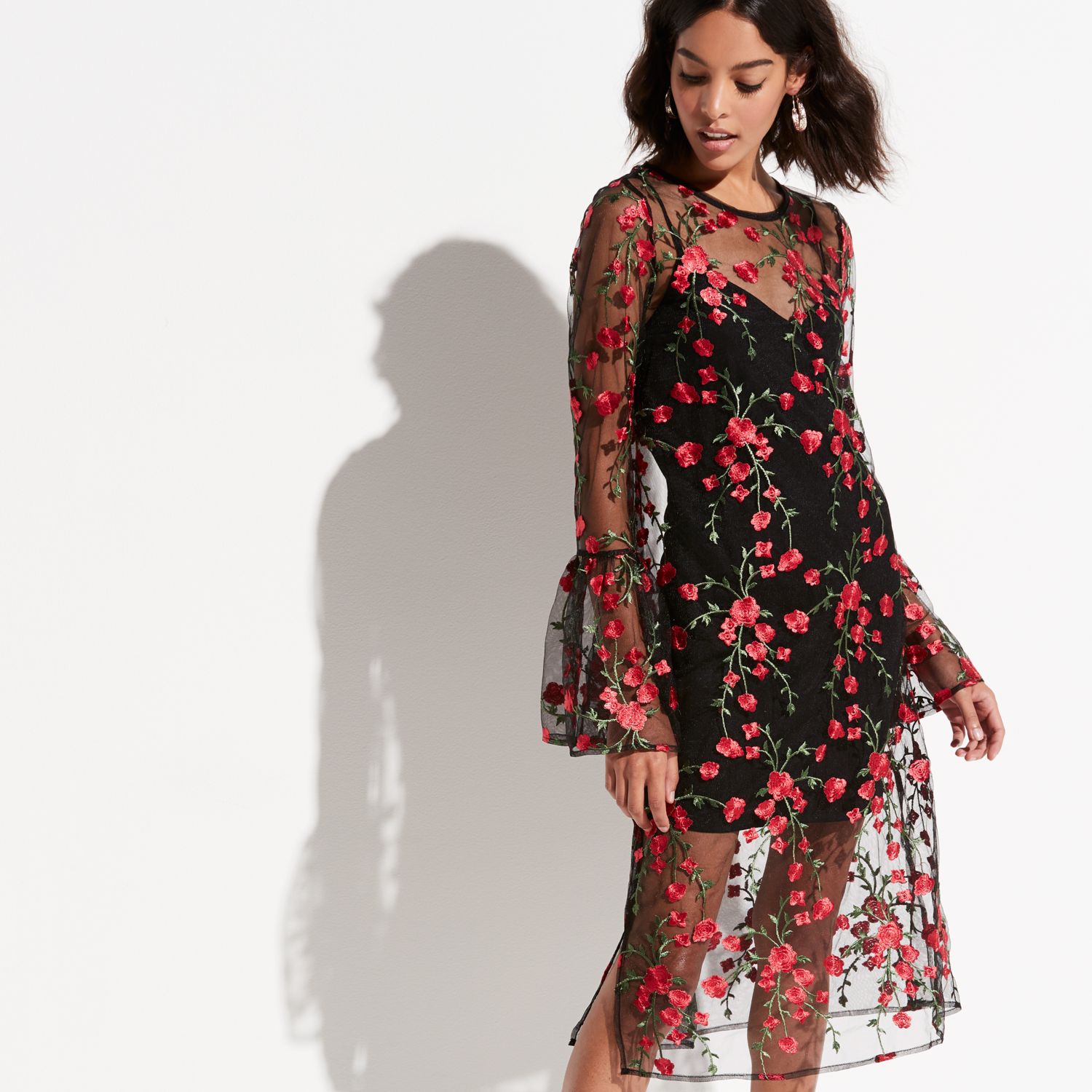 flower overlay dress