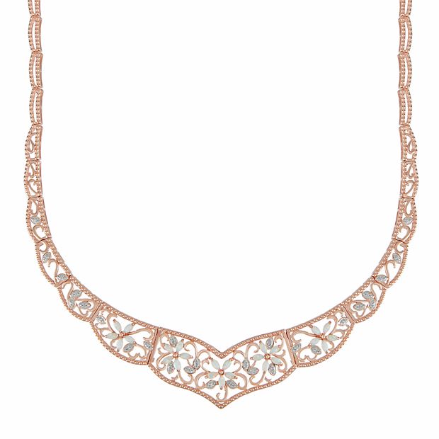 Sapphire Flower Necklace 14K Rose Gold