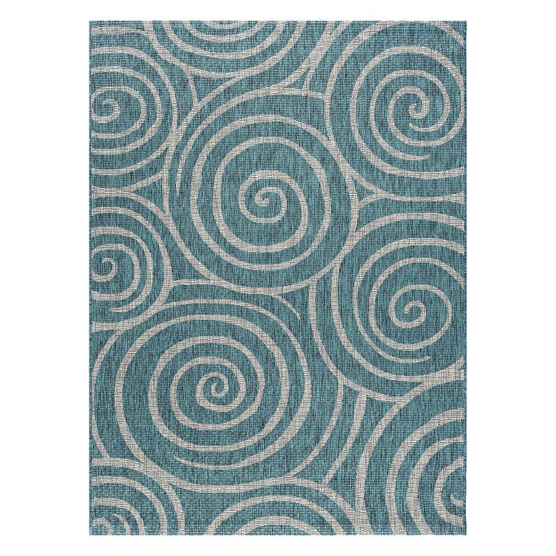 KHL Rugs Veranda Varya Geometric Indoor Outdoor Rug, Turquoise/Blue, 8X10 Ft