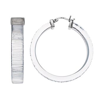 AMORE by SIMONE I. SMITH Platinum Over Silver Lucite Hoop Earrings