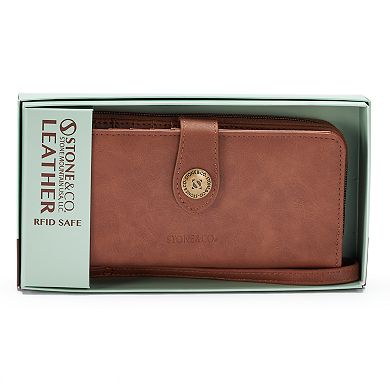 Stone & Co. Nubuck Large Snap Tab Zip Around Wallet