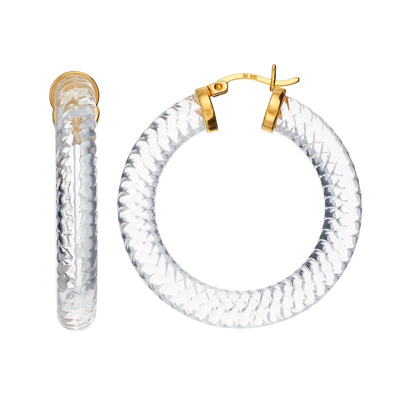 AMORE by SIMONE I. SMITH 18k Gold Over Silver Lucite Swirl Hoop Earrings, W