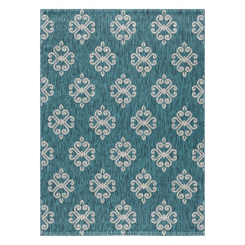 KHL Rugs Veranda Vega Geometric Indoor Outdoor Rug, Med Green, 8X10 Ft