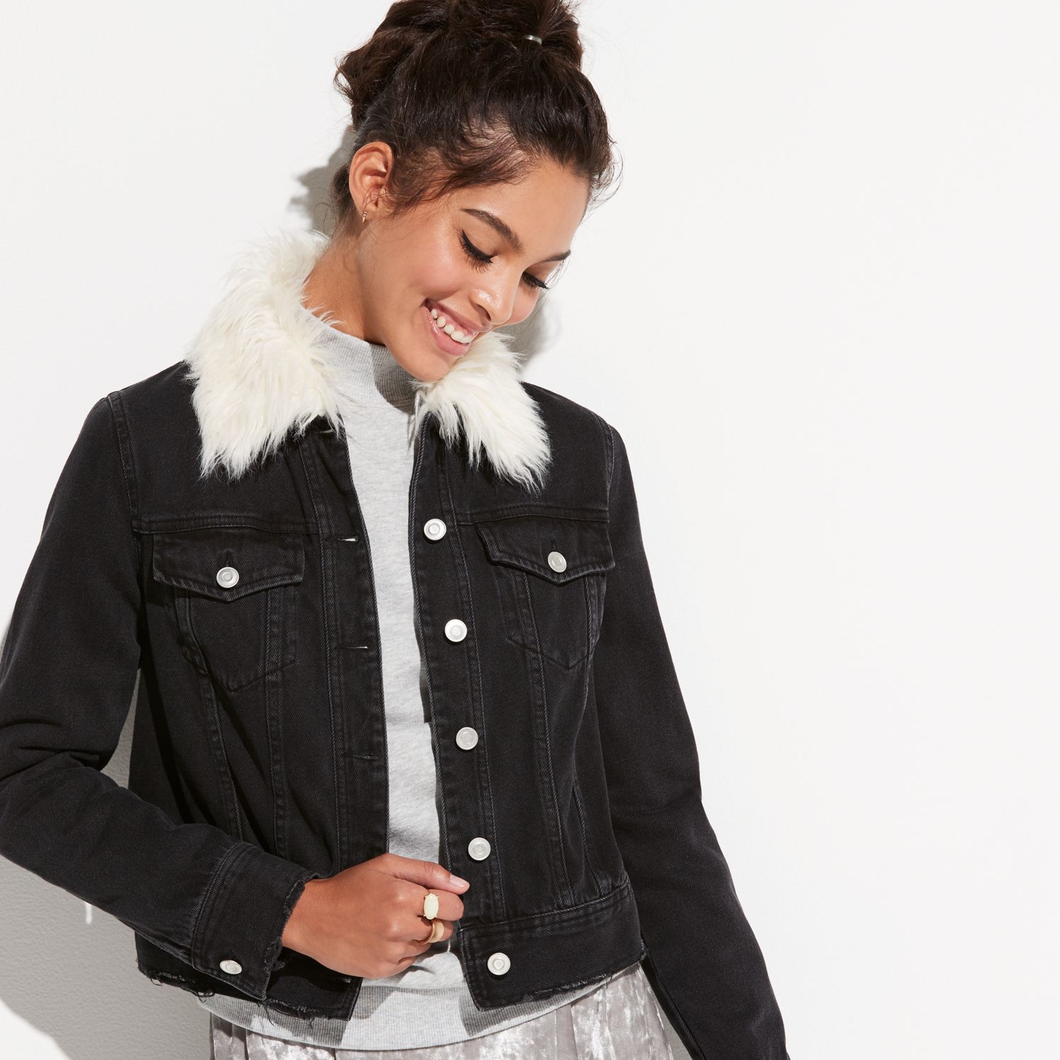 kohls black denim jacket