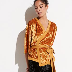 k/lab Kimono Wrap Velvet Top