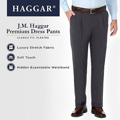 Men's J.M. Haggar Premium Classic-Fit Stretch Sharkskin Pleated Dress Pants
