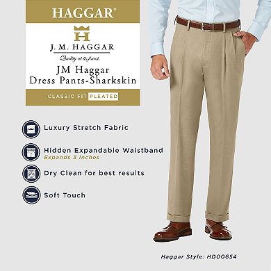 Men's J.M. Haggar Premium Classic-Fit Stretch Sharkskin Pleated Dress Pants