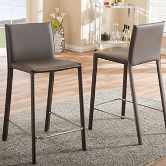 Baxton Studio Crawford Faux-Leather Counter Stool 2 pc Set