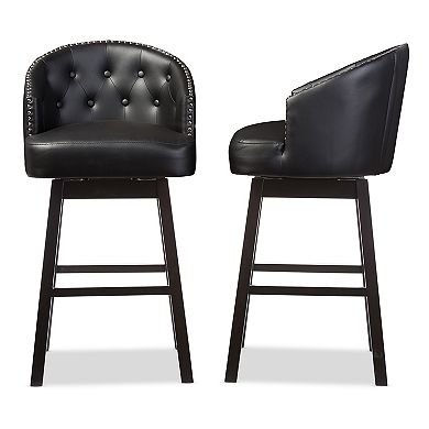 Baxton Studio Avril Faux-Leather Swivel Counter Stool 2-piece Set