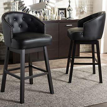 Baxton Studio Avril Faux-Leather Swivel Counter Stool 2 pc Set