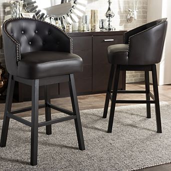 Baxton Studio Avril Faux-Leather Swivel Counter Stool 2 pc Set