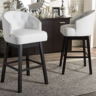 Baxton Studio Avril Faux-Leather Swivel Counter Stool 2 pc Set