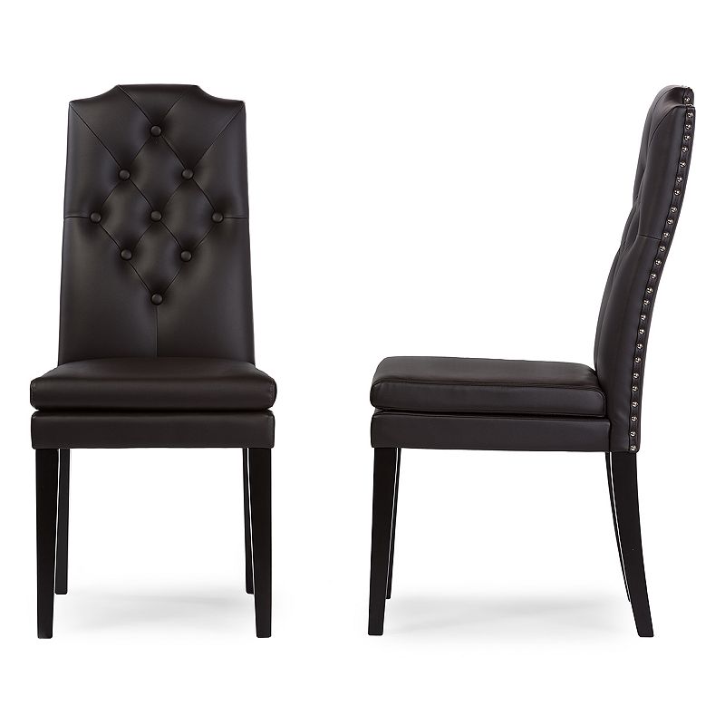 Baxton Studio Dylin Faux-Leather Dining Chair 2-piece Set, Black