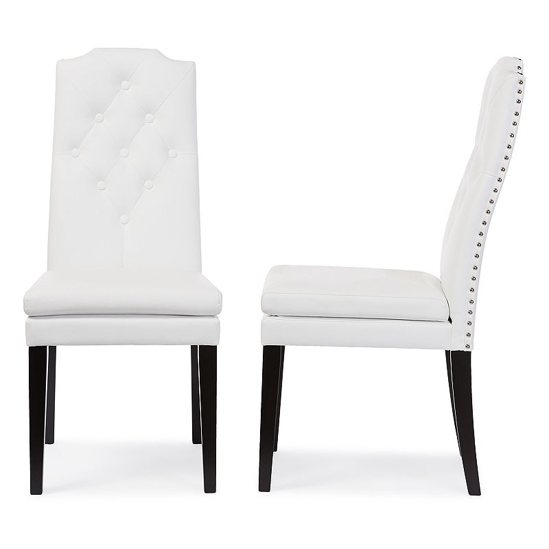 Baxton Studio Dylin Faux-Leather Dining Chair 2-piece Set, White