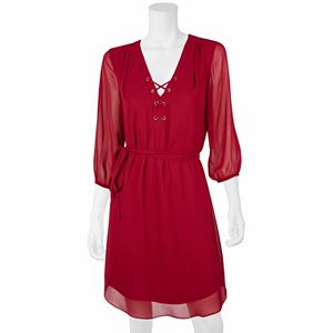 Juniors' IZ Byer Lace-Up Shirtdress