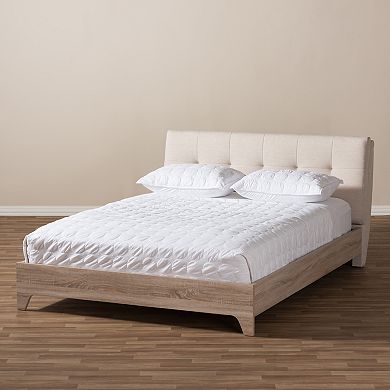 Baxton Studio Adelia Mixed Media Upholstered Bed