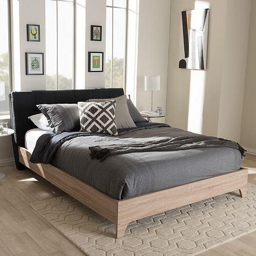 Baxton Studio Adelia Mixed Media Upholstered Bed