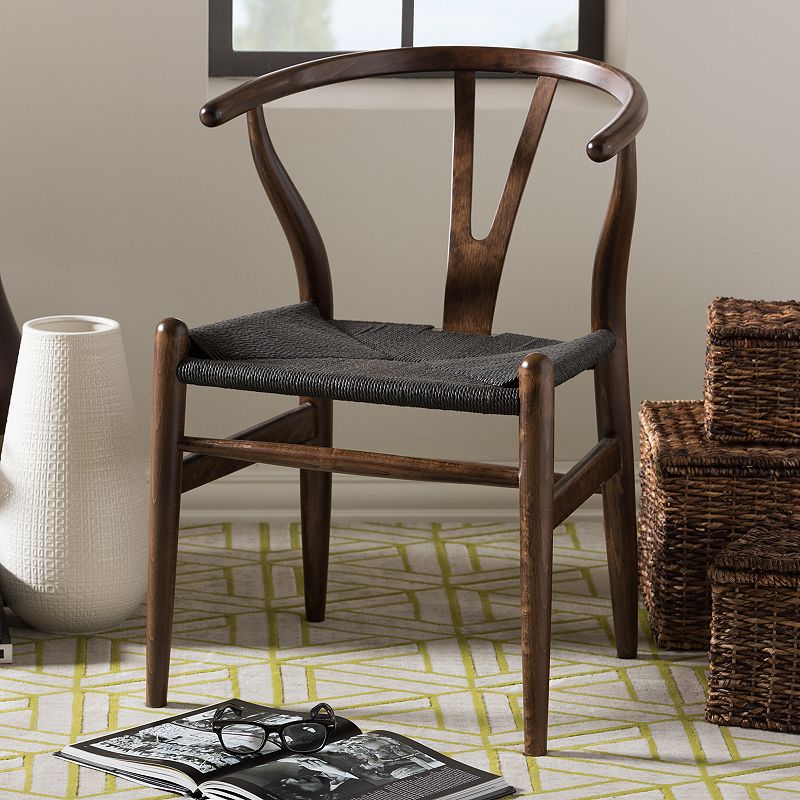 Baxton Studio Mid-Century Modern Dining Chair 2-piece Set, Med Brown
