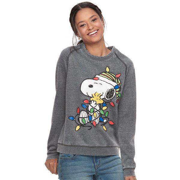 Juniors Snoopy Christmas Lights Sweatshirt