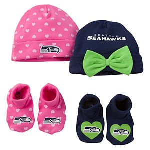 Baby Seattle Seahawks 4-Piece Cap & Bootie Set