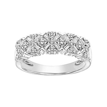 Simply Vera Vera Wang 14k White Gold 3/4 Carat T.W. Certified Diamond Cluster Anniversary Ring