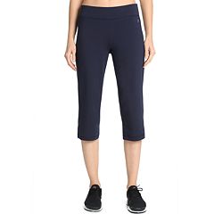 Danskin Girls Warm Ups Rich Black Fold Over Waistband Capri Legging