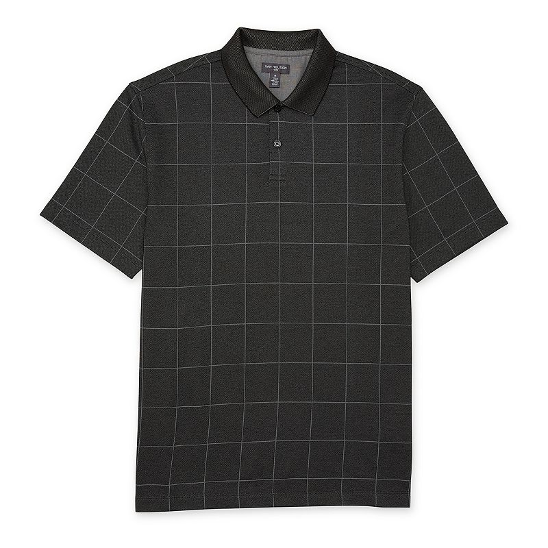 UPC 767672364761 product image for Men's Van Heusen Flex Classic-Fit Windowpane Polo, Size: Large, Black | upcitemdb.com