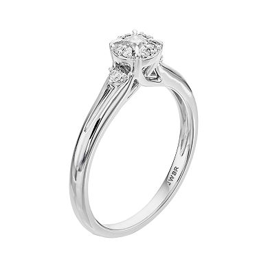 Lovemark 10k White Gold 1/4 Carat T.W. Diamond Halo Engagement Ring