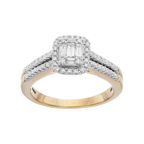 Lovemark 10k Gold 1/2 Carat T.W. Diamond Halo Engagement Ring