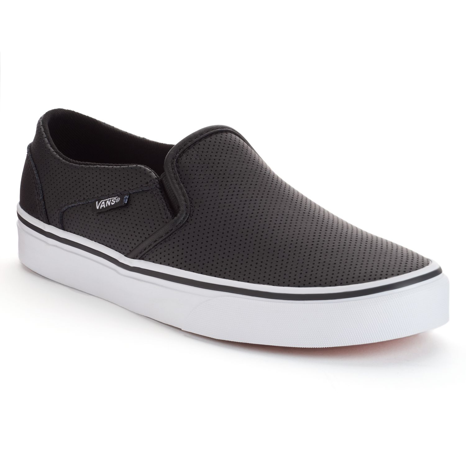 vans asher leather slip on