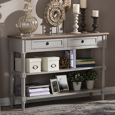 Baxton Studio Farmhouse Shabby Chic 2 Drawer Console Table
