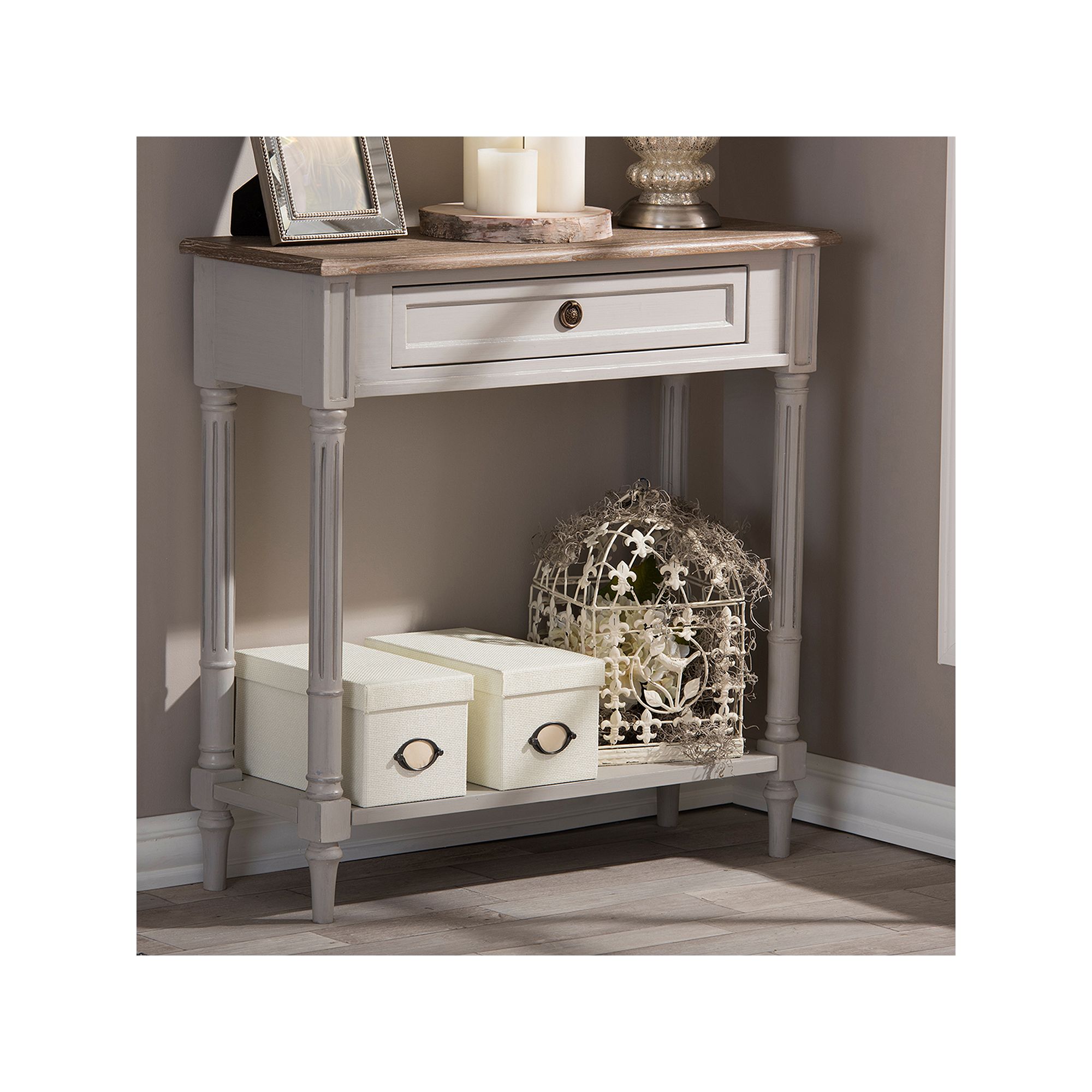 Baxton Studio Farmhouse Shabby Chic Console Table, Brown