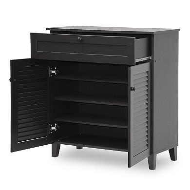 Baxton Studio Calvin Shutter Door Storage Cabinet