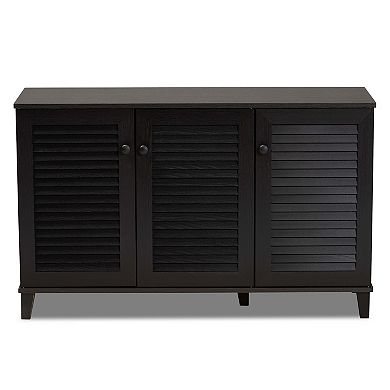 Baxton Studio Warren 3-Door Shoe Storage Cabinet 