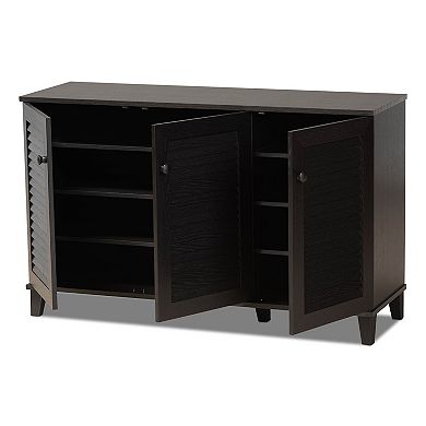 Baxton Studio Warren 3-Door Shoe Storage Cabinet