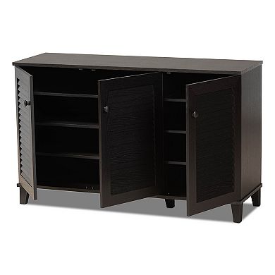 Baxton Studio Warren 3-Door Shoe Storage Cabinet 