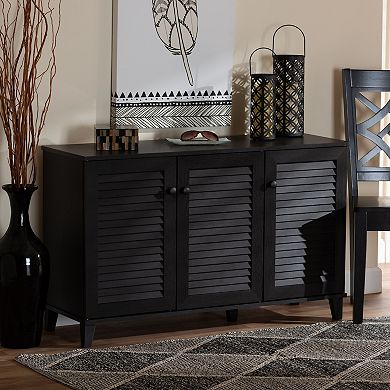 Baxton Studio Warren 3-Door Shoe Storage Cabinet
