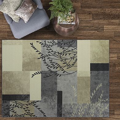 Maples Highland Textured Patchwork Print Area Rugs & Washable Throw Rugs