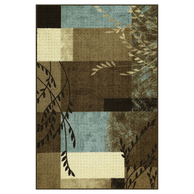 Maples Highland Textured Patchwork Print Area Rugs & Washable Throw Rugs, Blue Swindon