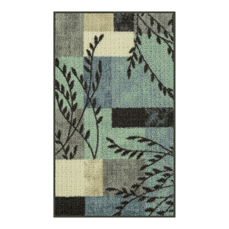 Maples Highland Textured Patchwork Print Area Rugs & Washable Throw Rugs, Blue Gray. 30” x 43”