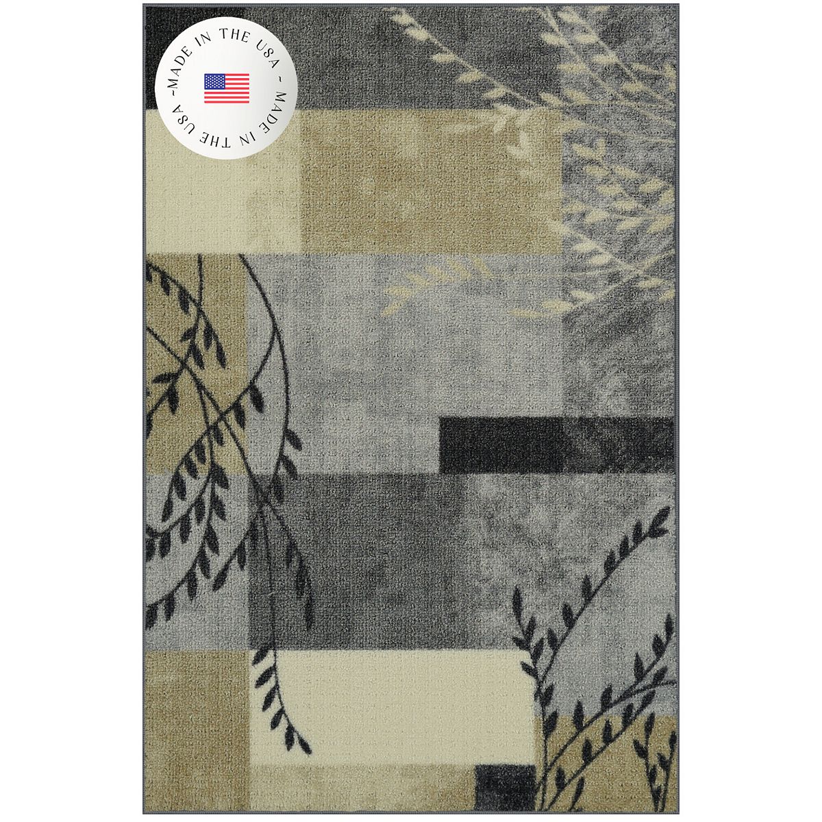 Maples Highland Textured Patchwork Print Area Rugs & Washable Throw Rugs - Gray Swindon, 2X6 FT