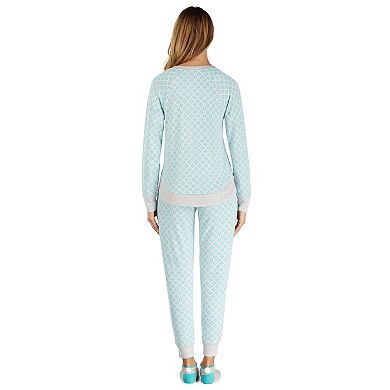 Women's Cuddl Duds Pajamas: Under The Moonlight Sleep Top, Pants & Socks 3-Piece PJ Set