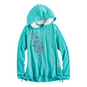 Girls 7-16 Mudd Side-Seam Lace-Up Sherpa Hoodie