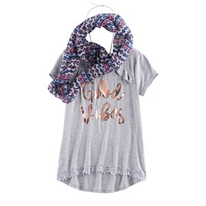 Girls 7-16 & Plus Size Self Esteem Ruffle Tee & Infinity Scarf Set with Necklace