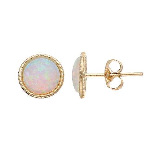 Taylor Grace 10k Gold Lab-Created Opal Stud Earrings
