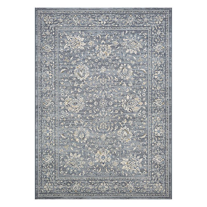 Couristan Sultan Treasures Persian Isfahan Framed Floral Rug, Grey, 8X11 Ft