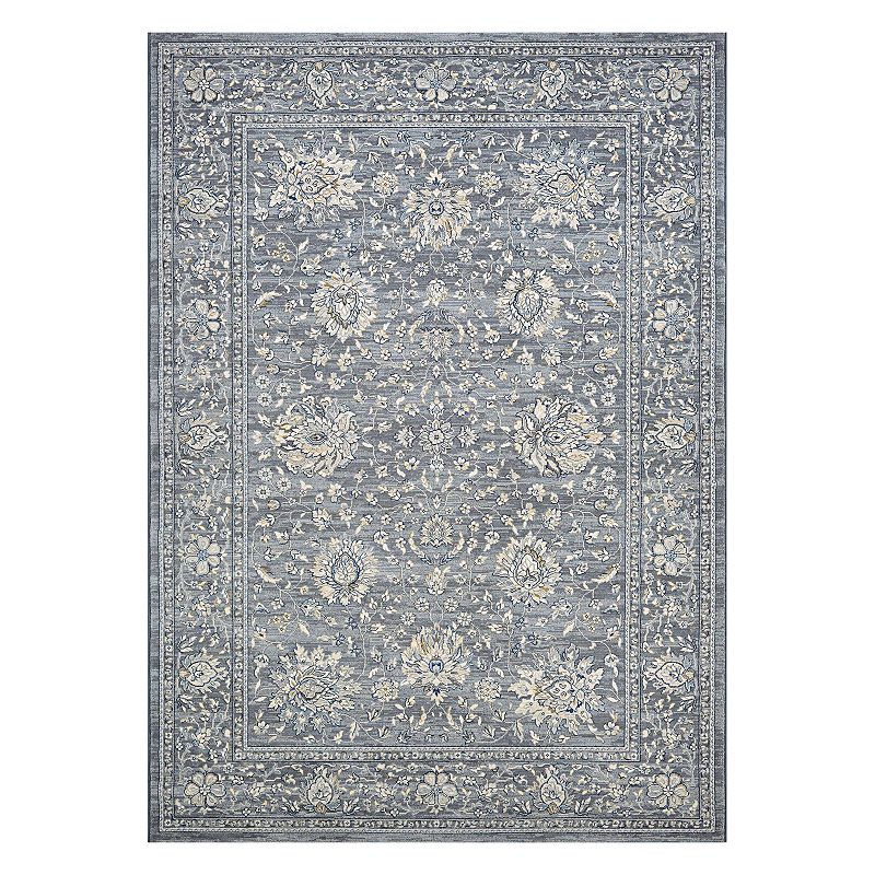 Couristan Sultan Treasures Persian Isfahan Framed Floral Rug, Grey, 2.5X8 Ft