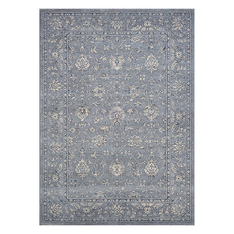 Couristan Sultan Treasures All-Over Mashhad Framed Floral Rug, Grey Blue, 5X7.5 Ft