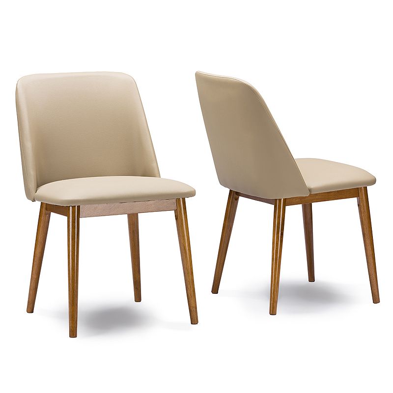 Baxton Studio Lavin Mid-Century Dining Chair 2-piece Set, Lt Beige