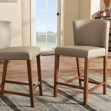 Baxton Studio Olivia Mid-Century Counter Stool 2-piece Set
